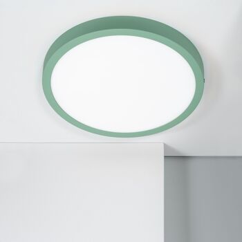 Plafonnier LED Ledkia 24W Circulaire Aluminium Ø280 mm Slim CCT Sélectionnable Galan SwitchDimm Vert 1