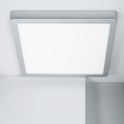 Ledkia Plafonnier LED 24W Carré Aluminium 280x280 mm Slim CCT Sélectionnable Galan SwitchDimm Argent