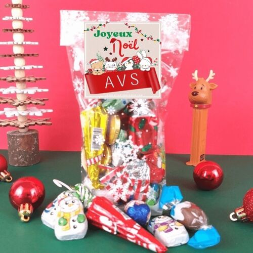 Sachet de chocolats de Noël - Joyeux Noël AVS