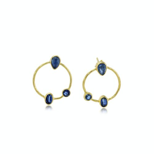 Kyanite Trinity Gold Hoop Earring