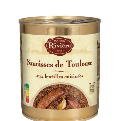 Salsicce di Tolosa con lenticchie cotte