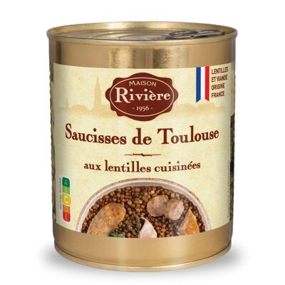 Salsicce di Tolosa con lenticchie cotte