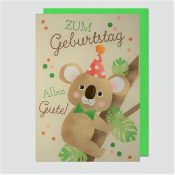 Achat Carte d'anniversaire enfant koala ours en gros