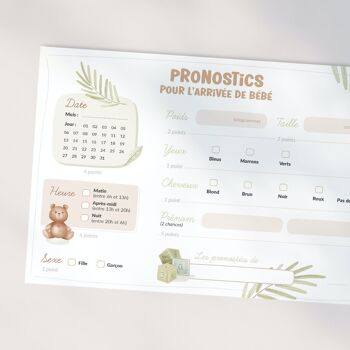 Cartes de pronostics pour la naissance de bébé 2