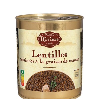 Lentejas cocidas en grasa de pato