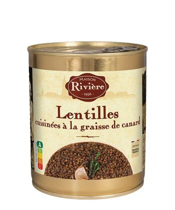 Lentilles cuisinées à la graisse de canard