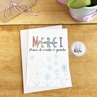 Plantable card “Thank you mistress for helping me grow” – Rainbow collection