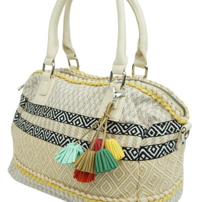 Handbag with tassels LK-H7110 Beige