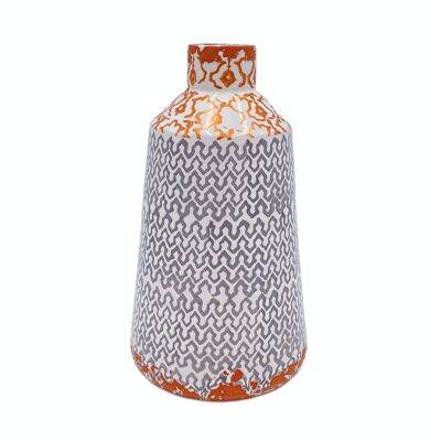 CERAMIC BOTTLE 12X22CM ETHNIC COPPER GRAY