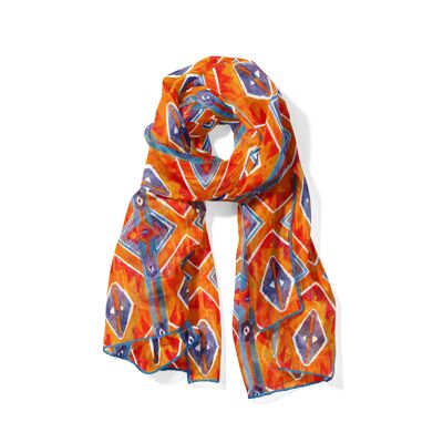 Printed silk scarf for men and women Elang