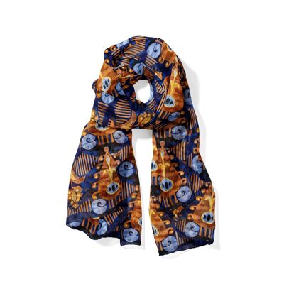 Printed silk scarf for men and women Banyu