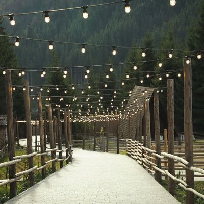 Ledkia Outdoor Garlands Flat Electric Cable with E27 Lampholder to Measure Black 16m