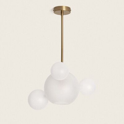 Ledkia Pendant Lamp Metal and Glass Ludmila White - Gold