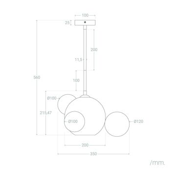 Ledkia Suspension Métal et Verre Ludmila Blanc - Or 2