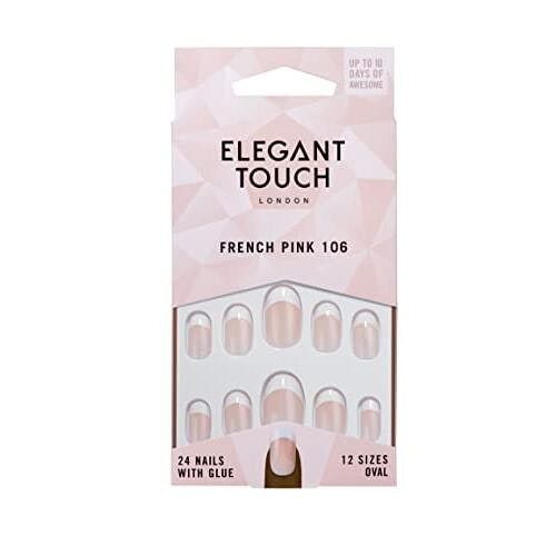 Elegant Touch - Faux ongles - French Pink 106 - Longueur : Médium - Forme : Carré long - Fini : Brillant