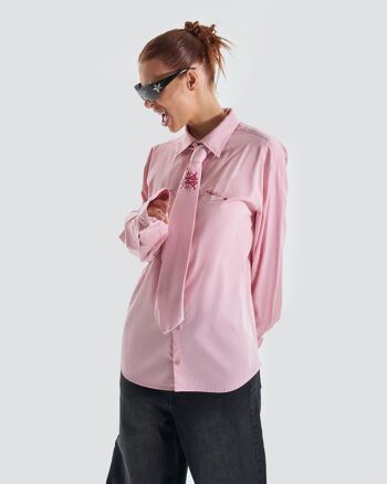 Kash Set chemise surdimensionnée et cravate avec imprimé tatouage en rose 5