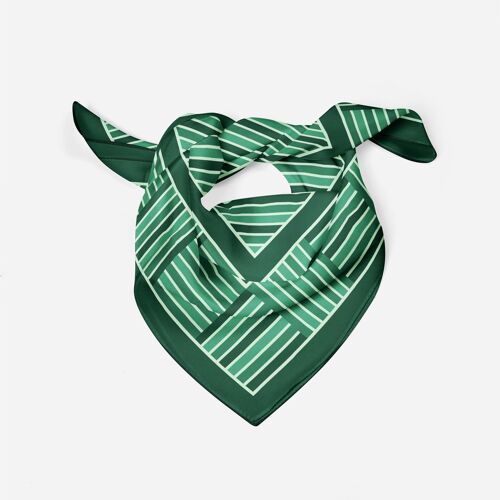 Pañuelo cuadrado de seda estampado verde Ander v3