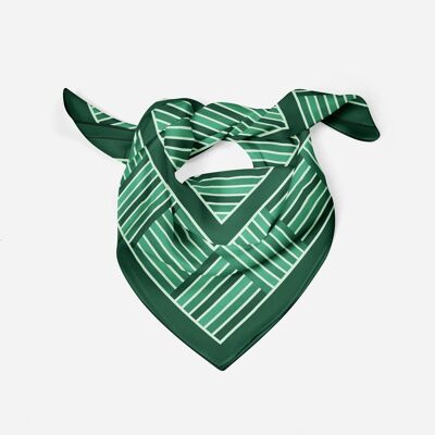 Green printed silk square scarf Ander v3