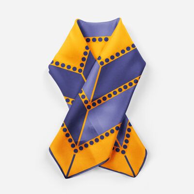 Square orange and purple silk scarf Adel v1