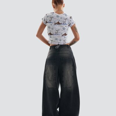 Tolle Super-Wide-Leg-Jeans in dunkelgrauer Waschung