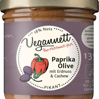 Bioaufstrich Paprika-Olive mit Erdnuss und Cashew ohne Zuckerzusatz