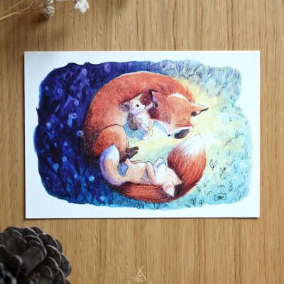 A6 card: Fox family