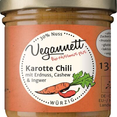 Organic carrot-chili spread with 30% nut butter, cashew / peanut