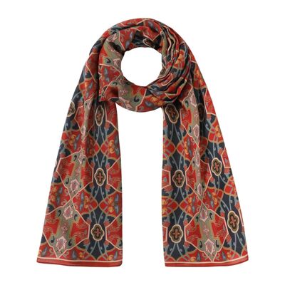 Sciarpa stampata rossa e blu - 100% Modal - (180x65 cm)