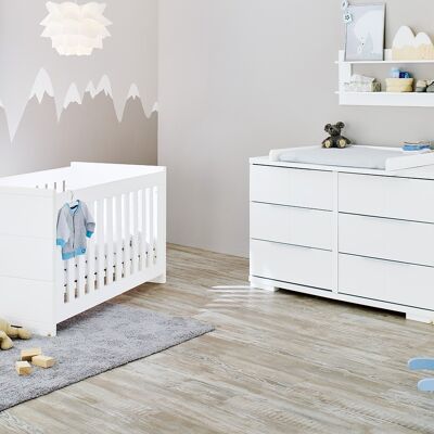 Chambre d'enfant 2 pièces 'Polar' extra large, avec étagère murale