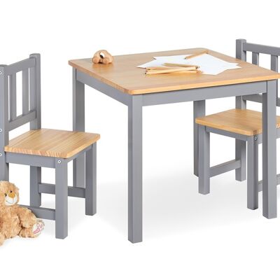 Children's seating group 'Fenna', grey/nature, 3 pieces.