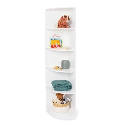 Corner shelf, white, 4 shelves