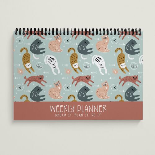 Weekly Desk Planner A4 Kitty Cat