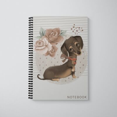 Cuaderno rayado A5 Dachshund pintado