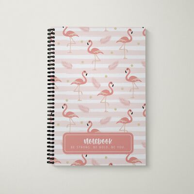 Liniertes Notizbuch A5, zierlicher Flamingo