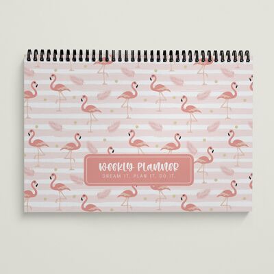 Wöchentlicher Schreibtischplaner A4, zierlicher Flamingo