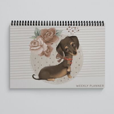 Agenda de escritorio semanal A4 Dachshund pintado