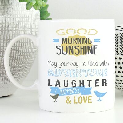 Keramiktasse Good Morning Sunshine Blau