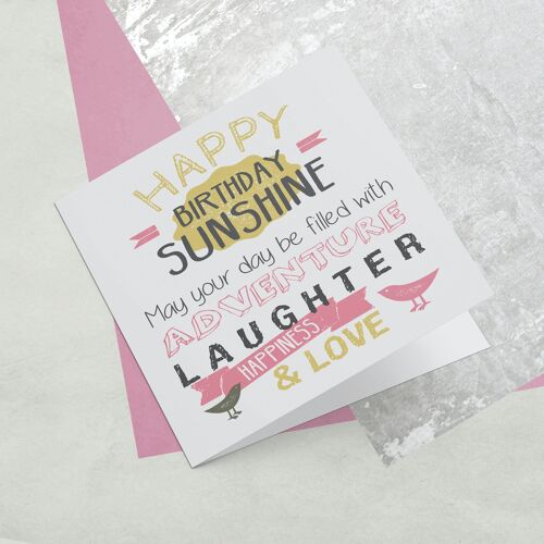 Greeting Card Birthday Sunshine Pink