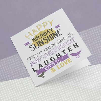 Carte de Voeux Anniversaire Soleil Violet