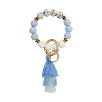 Porte-clés de poignet en perles de silicone de style ethnique rétro 3