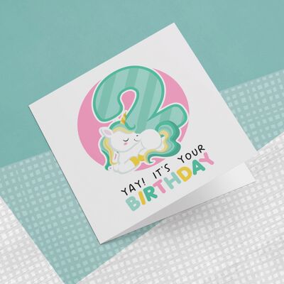 Grußkarte Einhorn Geburtstag 2 Jahre