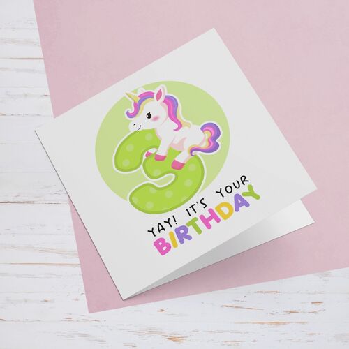 Greeting Card Unicorn Birthday 3 Years