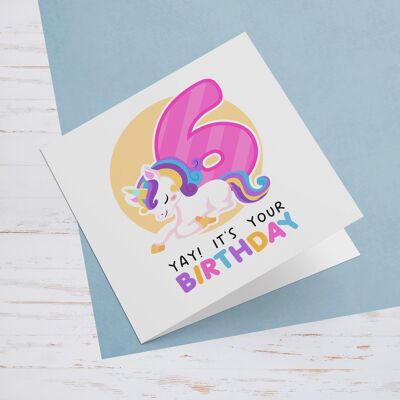 Greeting Card Unicorn Birthday 6 Years