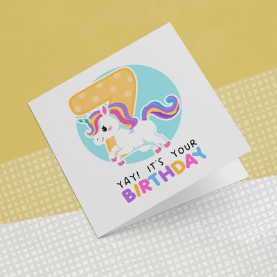 Greeting Card Unicorn Birthday 7 Years
