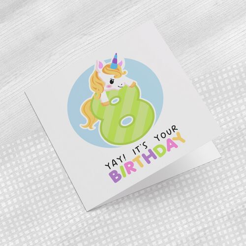 Greeting Card Unicorn Birthday 8 Years
