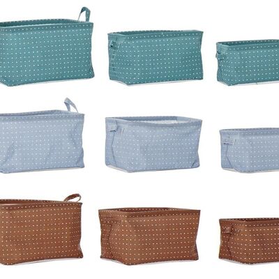 BASKET SET 3 COTTON POLYESTER 35X25X22 3 ASSORTMENTS. BO192371