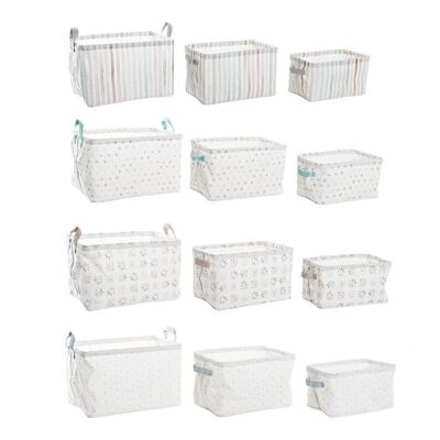 PANIER SET 3 COTON POLYESTER 35X25X22 4 ASSORTIMENTS. BO200387