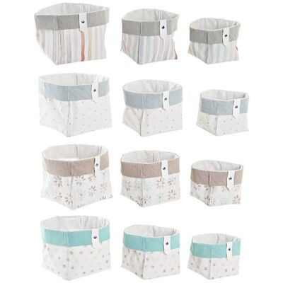 PANIER SET 3 COTON POLYESTER 14X14X14 4 ASSORT. BO200390