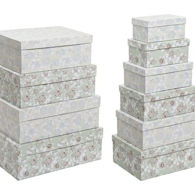 BOX SET 10 CARTON 43.5X33.5X15.5 GREEN FLOWERS CG200394