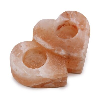 QSalt-89N - Double Heart Salt Candle Holder 1Kg - Sold in 1x unit/s per outer